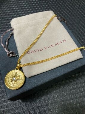 David Yurman Gold Compass Medallion Necklace